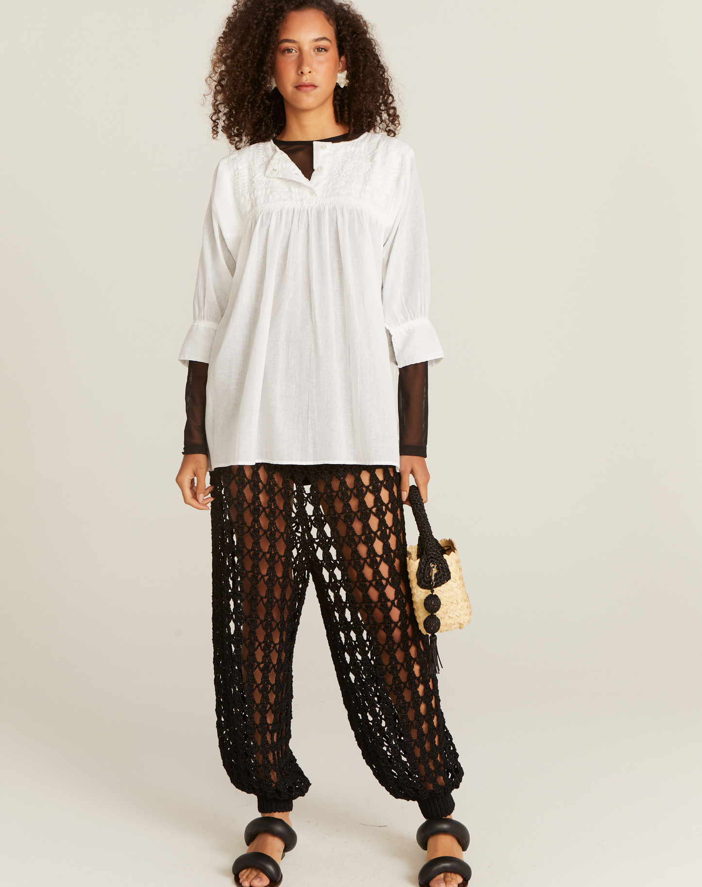 Blusa Bata Bordada México Branca