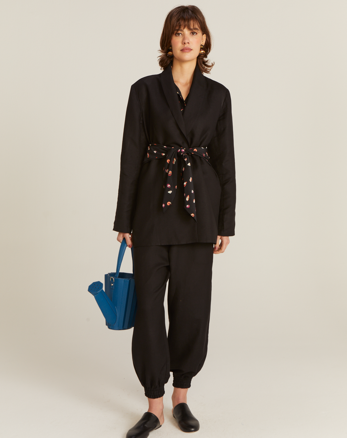 Blazer Stella Linho com Botão Preto