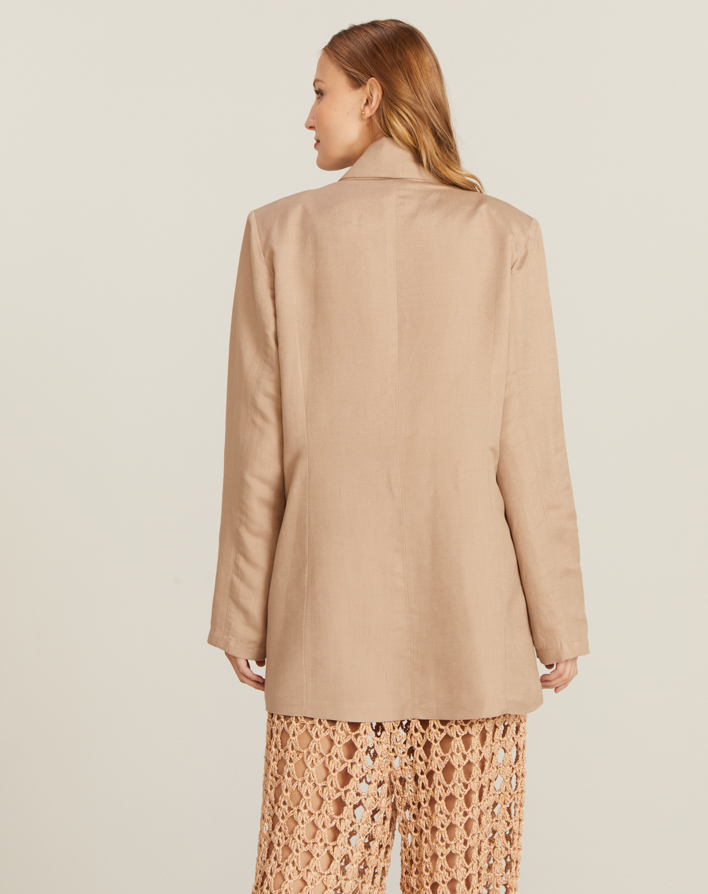 Blazer Stella Linho com Botão Bege