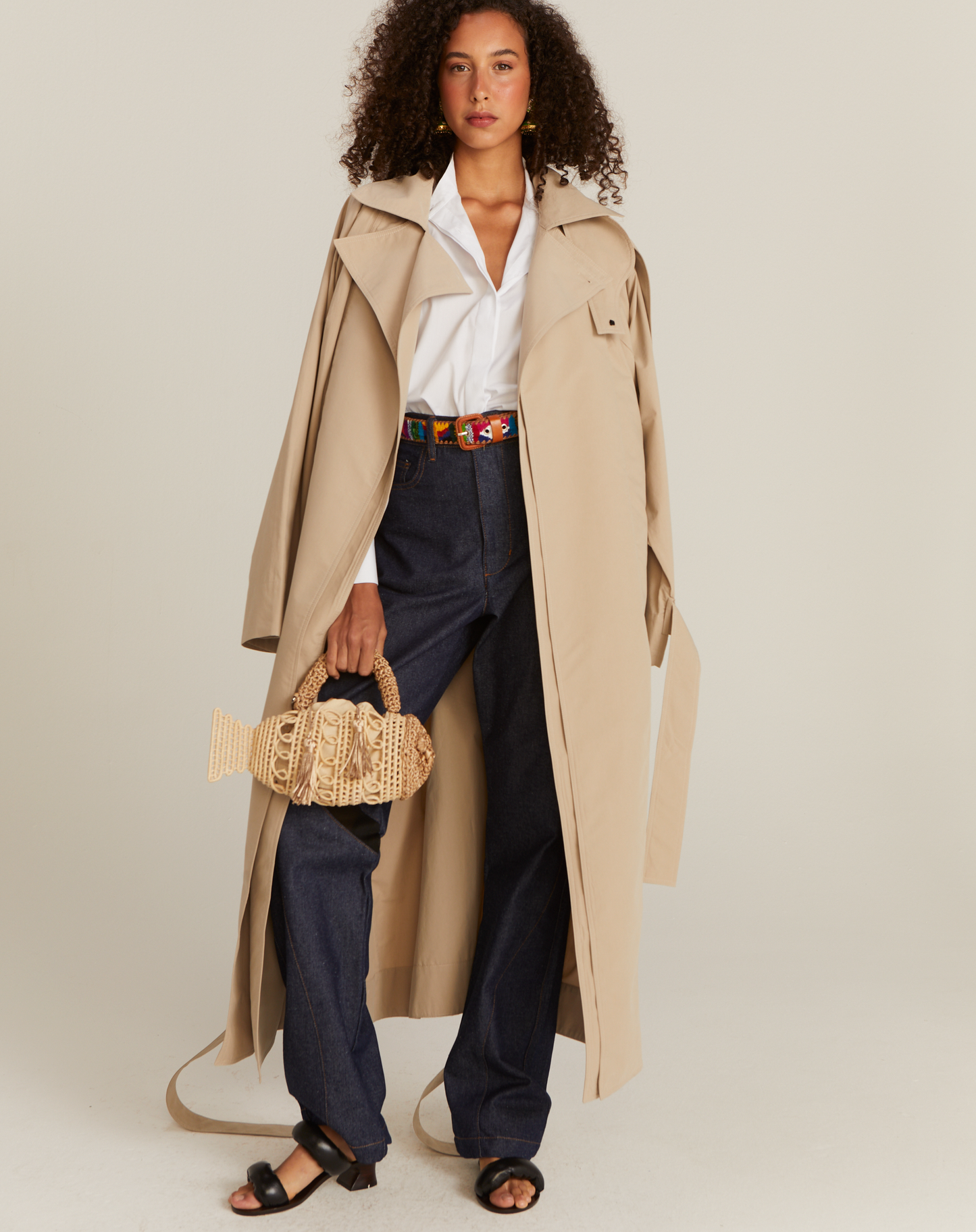 Casaco Trench Rhouda Bege Longo