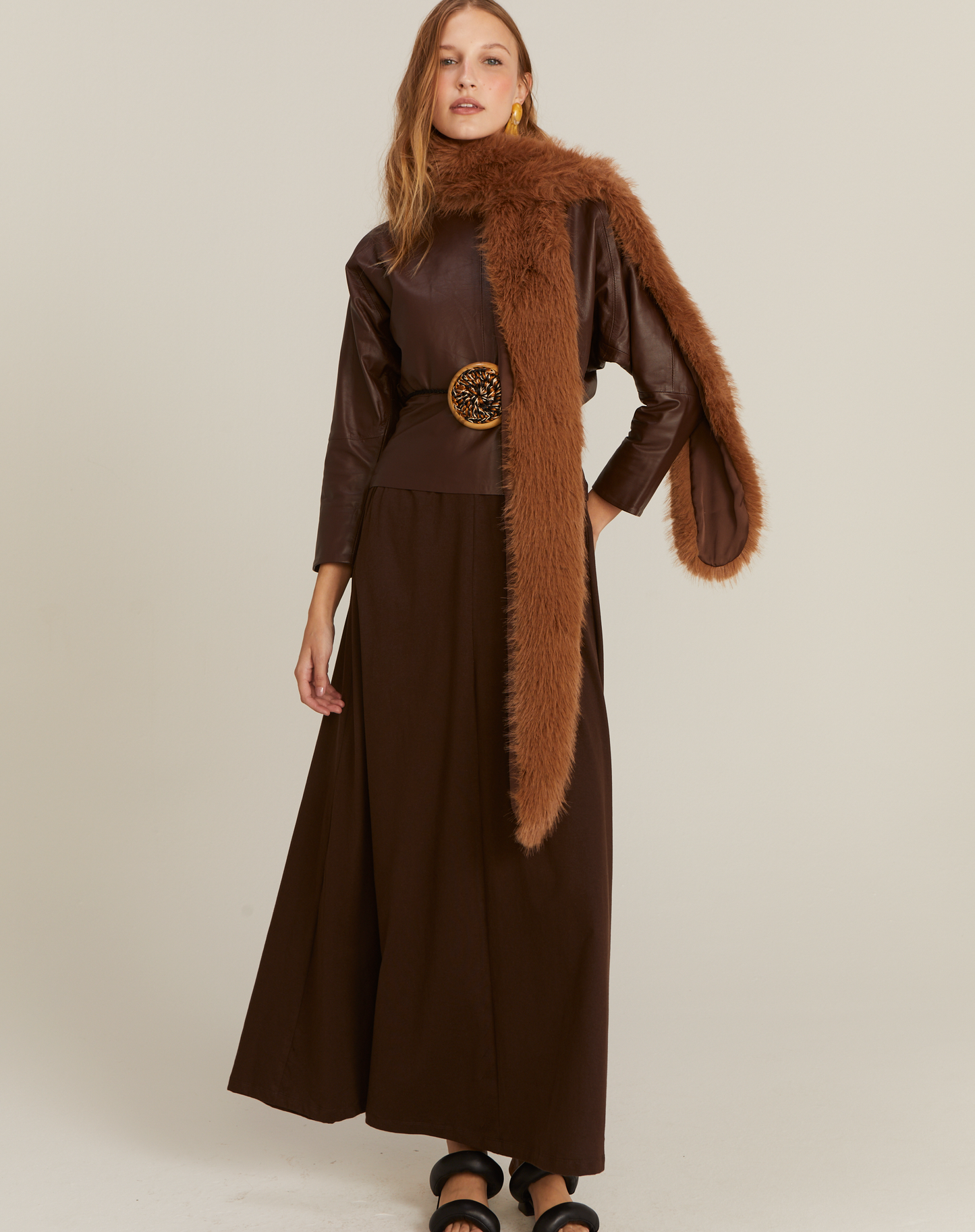 Vestido Elza Longo com Bolso Chocolate