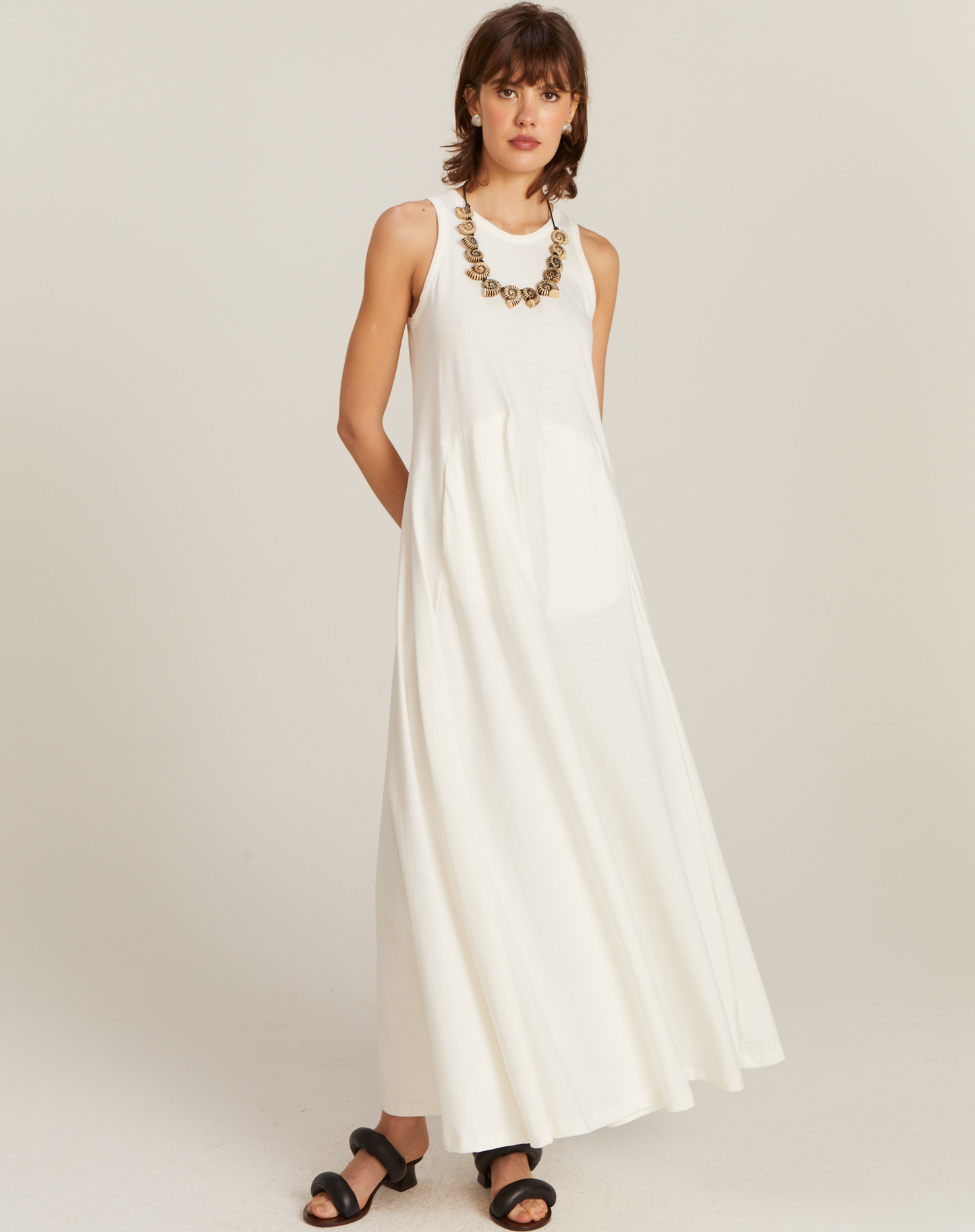 Vestido Elza Longo com Bolso Off White