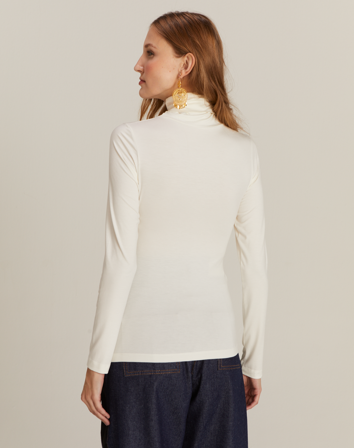 Blusa Manga Comprida Célia T-shirt Gola Alta Off White