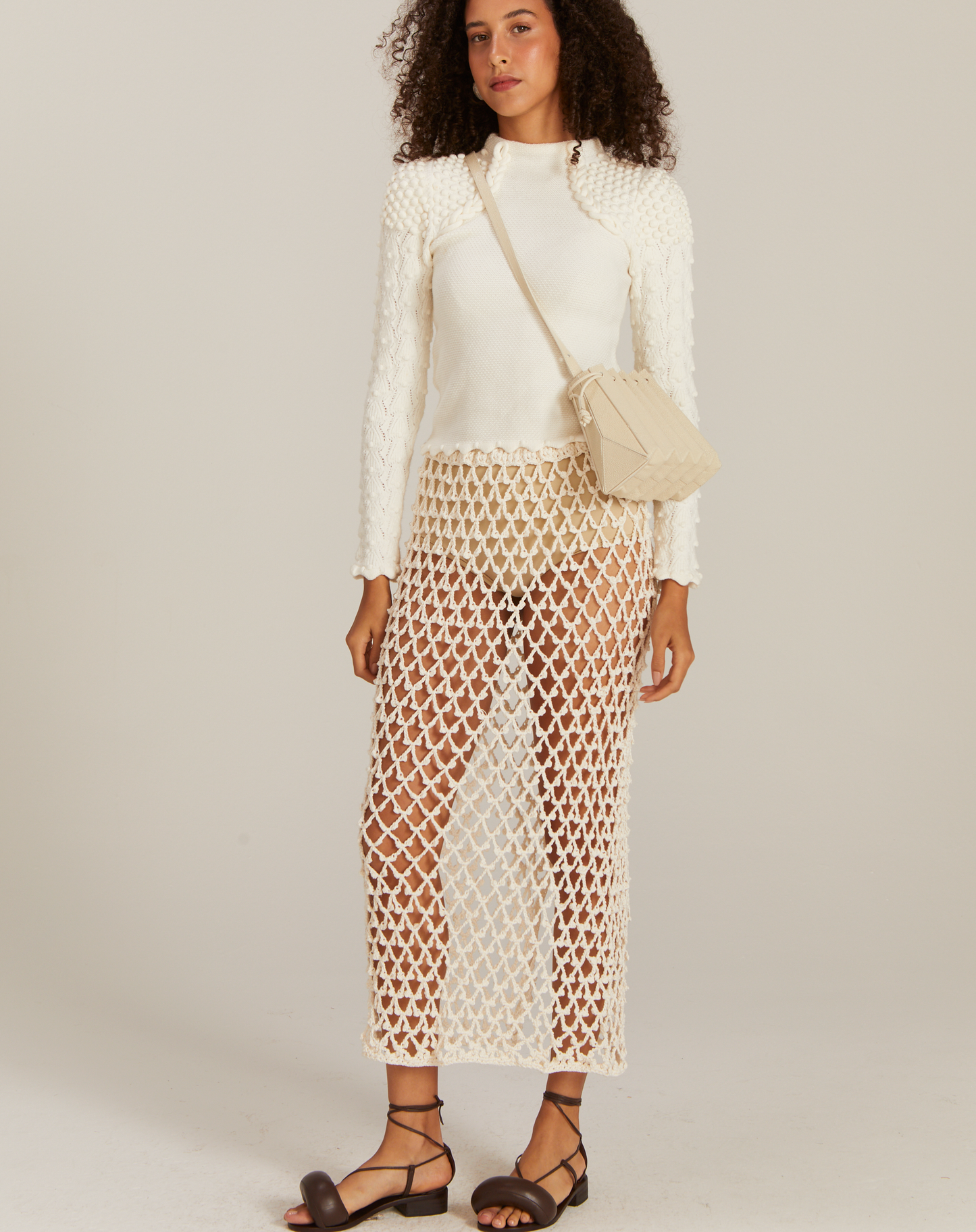 Saia Pipoca Longa Off White