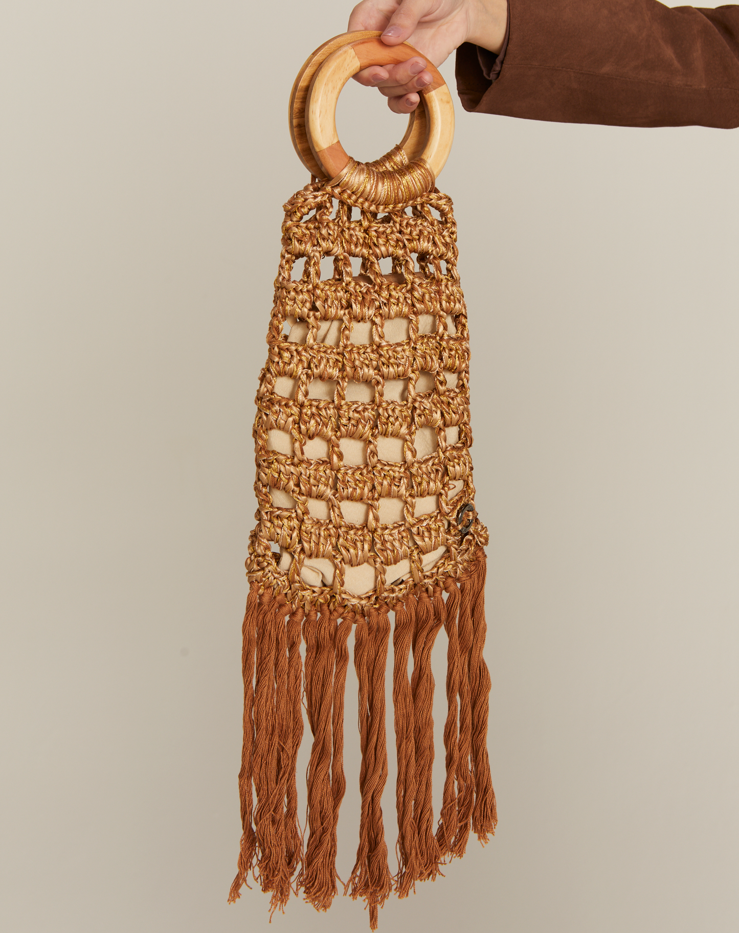 Bolsa Sac Vera Argola Franjas Areia