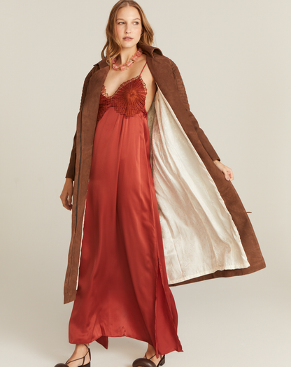 Casaco Trench  Coat Camurça Chocolate