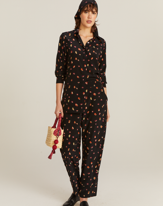 Conjunto Color Pijama Manga Longa Seda Estampado