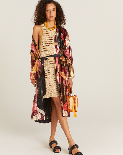 Kimono Paisley Dupla Face Veludo Estampado