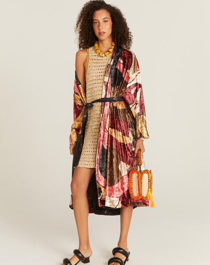 Kimono Paisley Dupla Face Veludo Estampado