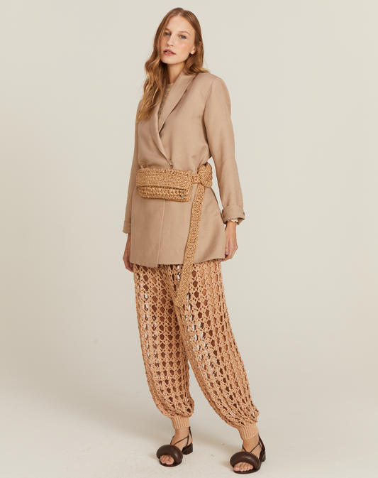 Blazer Stella Linho com Botão Bege