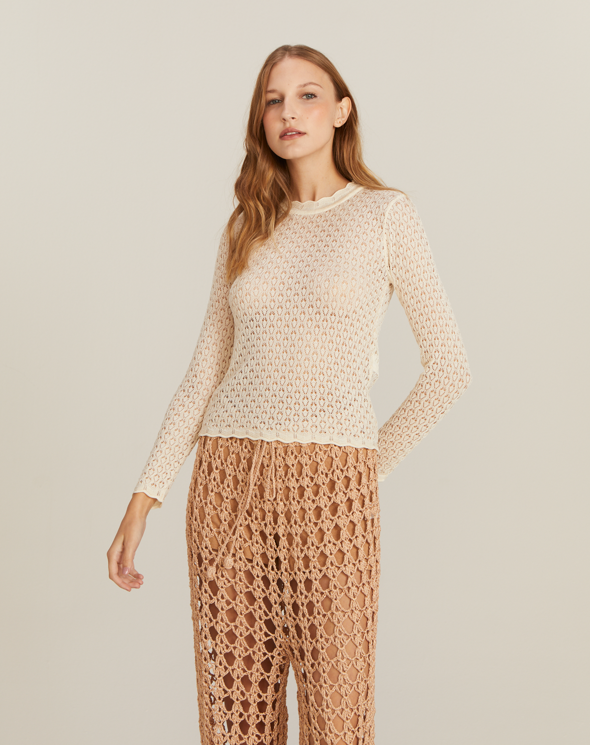 Blusa Maria New Manga Longa Finha Off White