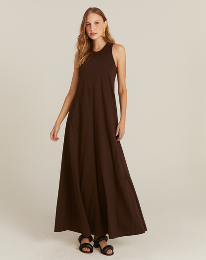Vestido Elza Longo com Bolso Chocolate