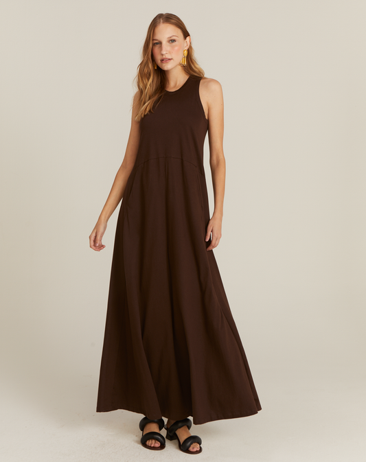 Vestido Elza Longo com Bolso Chocolate