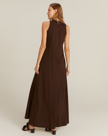 Vestido Elza Longo com Bolso Chocolate