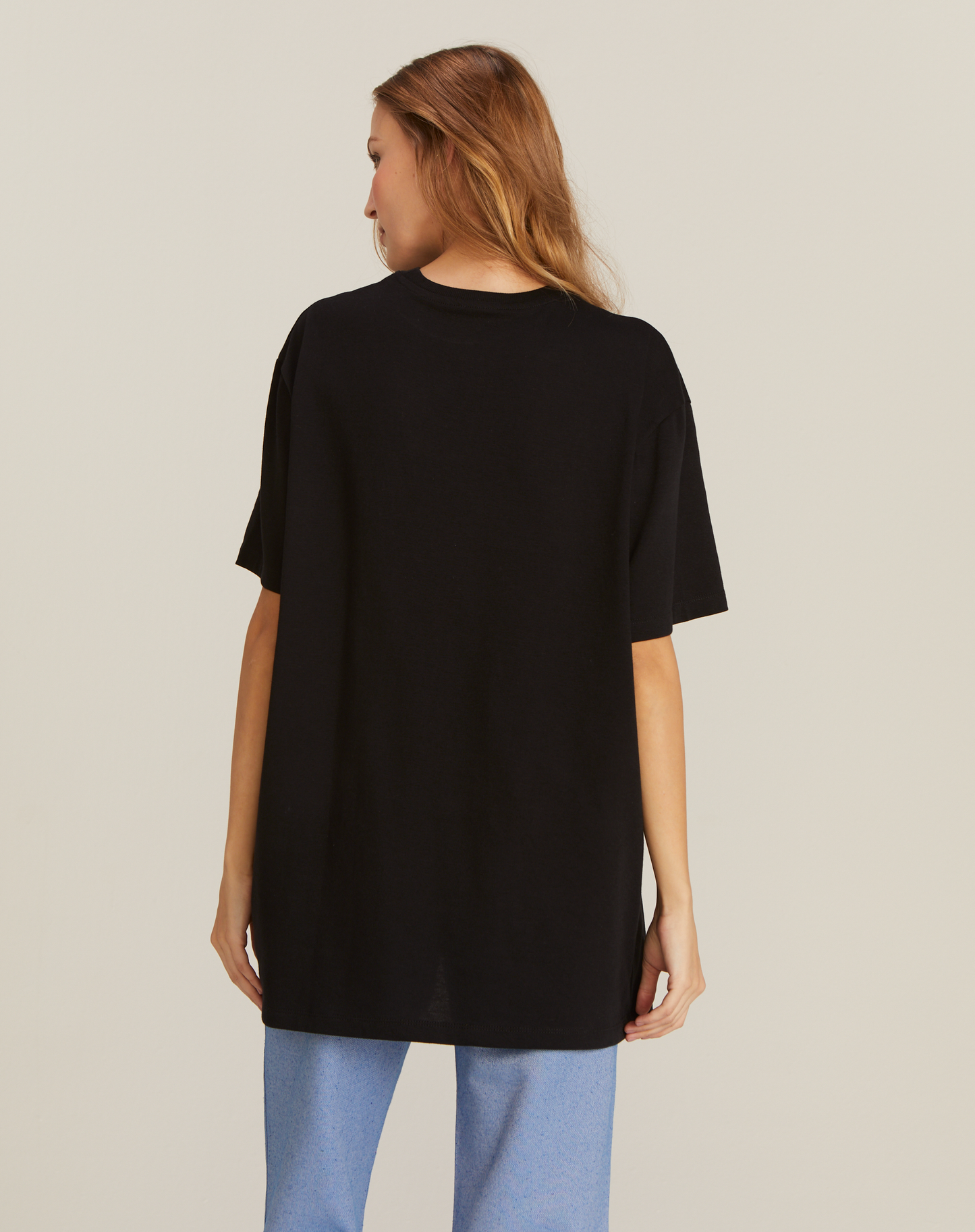 T-shirt Basic Oversized em Algodão Preta Tamanho único
