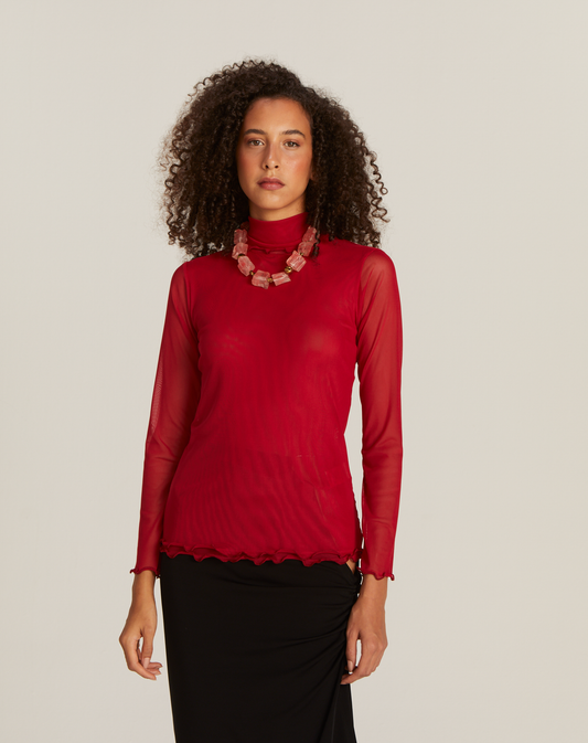 Blusa Segunda Pele Tule Vermelha