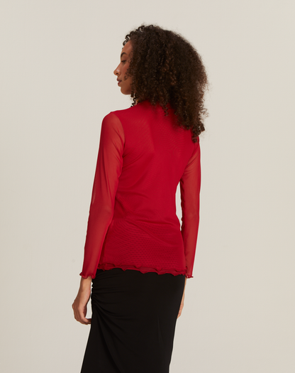 Blusa Segunda Pele Tule Vermelha