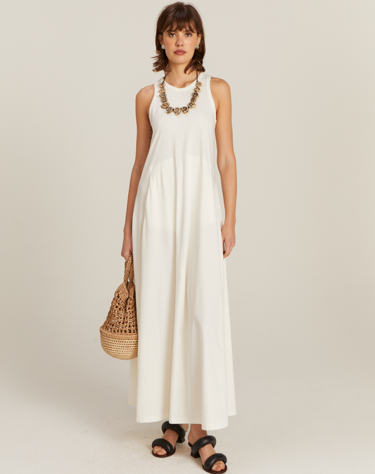 Vestido Elza Longo com Bolso Off White