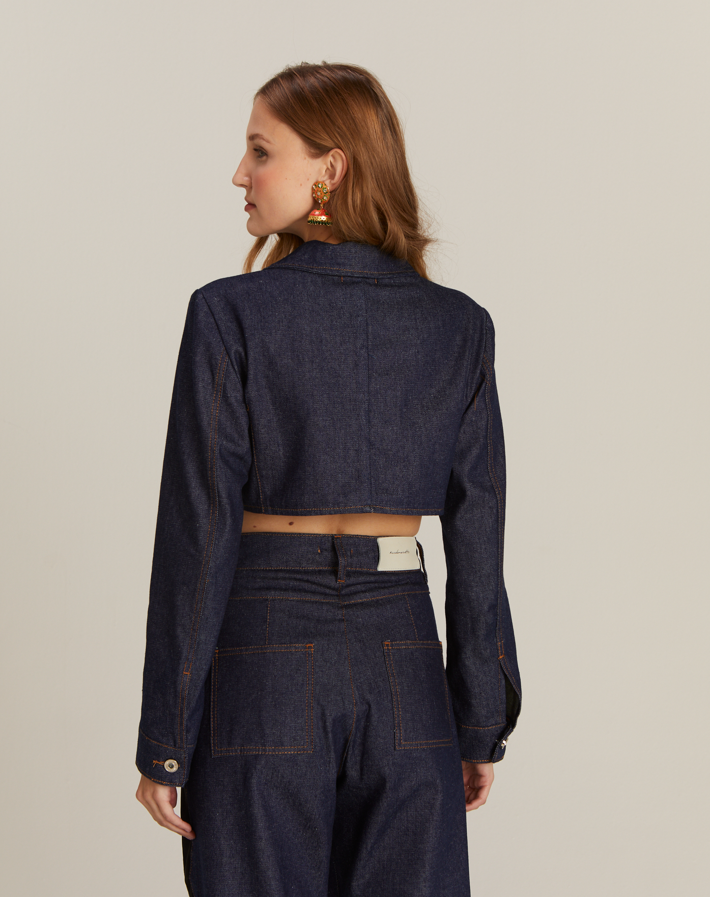 Jaqueta Jeans Corset com Amarração Indigo