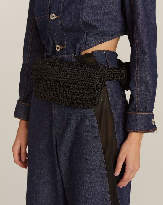 Bolsa Pochete Cafuné Crochê Preto