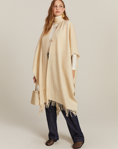 Poncho México com Franjas Areia