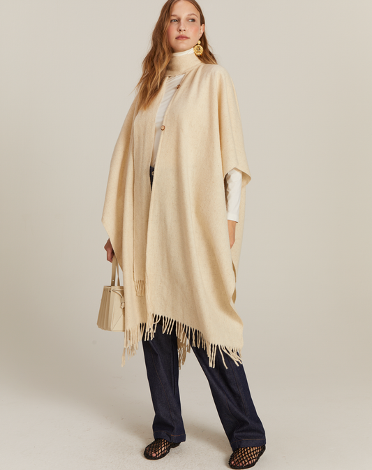 Poncho México com Franjas Areia