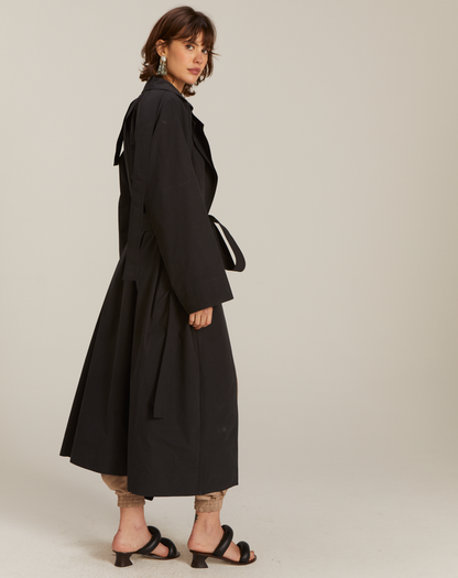 Casaco Trench Rhouda Preto Longo