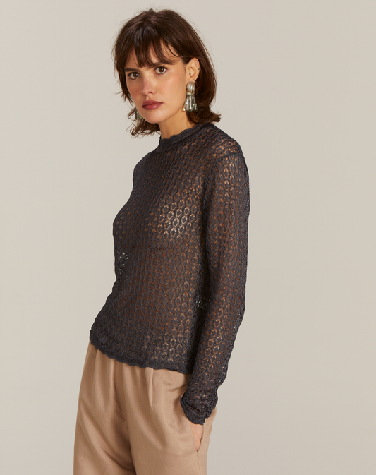Blusa Maria New Manga Longa Fininha Grafitte