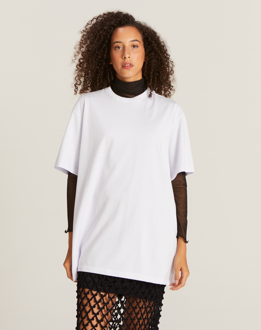 T-shirt Basic Oversized em Algodão Branca Tamanho único