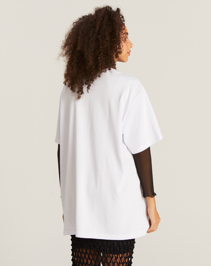 T-shirt Basic Oversized em Algodão Branca Tamanho único