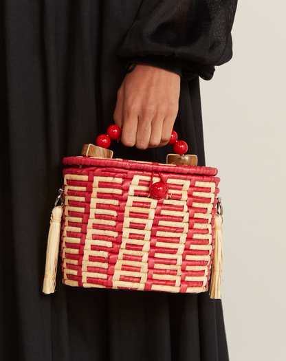 Bolsa Basket Jirau de Mão Alça Bolinha Vermelho