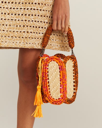 Bolsa Lampa de Mão Alça Tipo Vaso Laranja