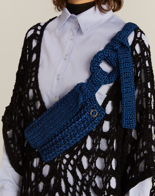 Bolsa Pochete Cafuné Crochê Azul