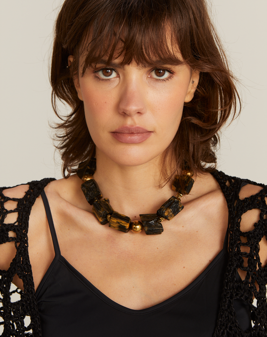 Colar Pirita Preto Gold