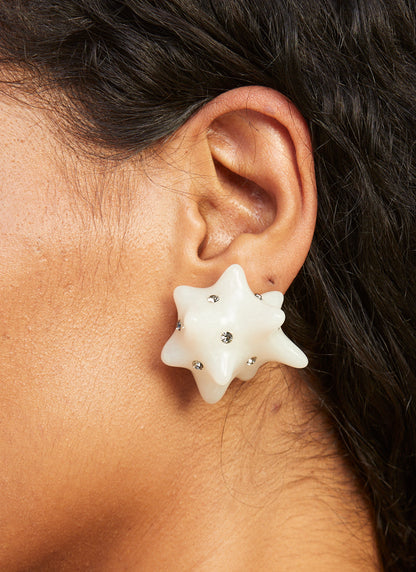 Brinco Asteroide de Pressão Opal Branco