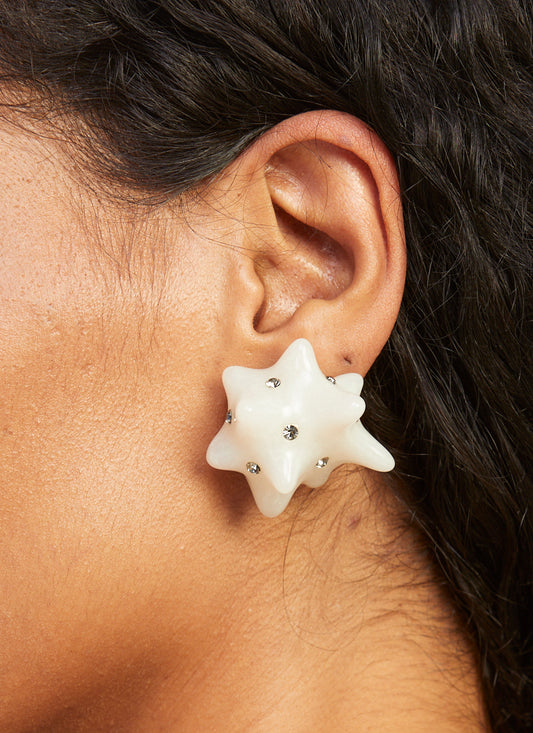 Brinco Asteroide de Pressão Opal Branco
