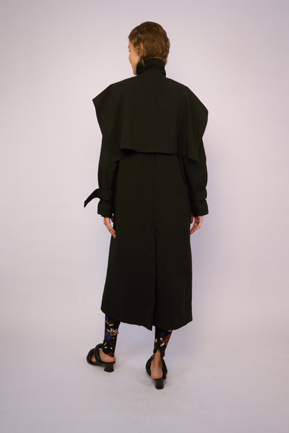 Trench Coat Jaspe Preto