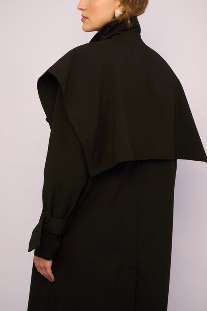 Trench Coat Jaspe Preto