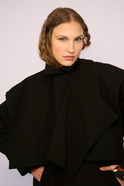 Trench Coat Jaspe Preto