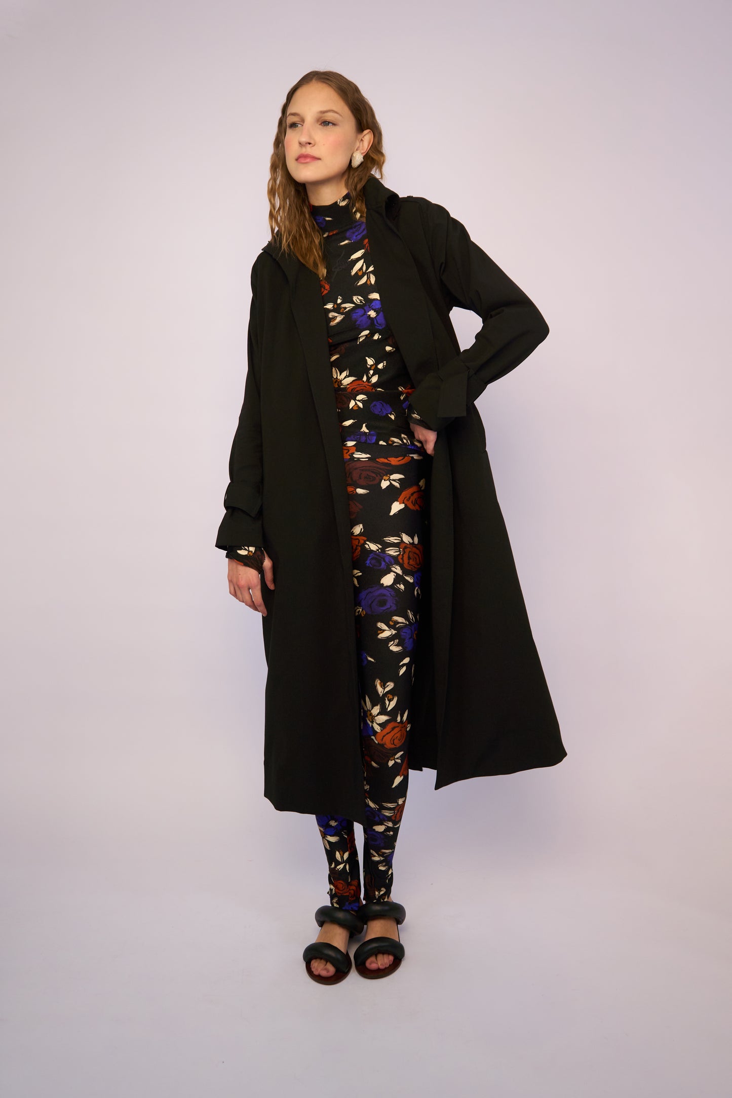 Trench Coat Jaspe Preto