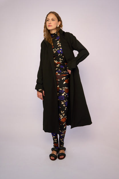 Trench Coat Jaspe Preto