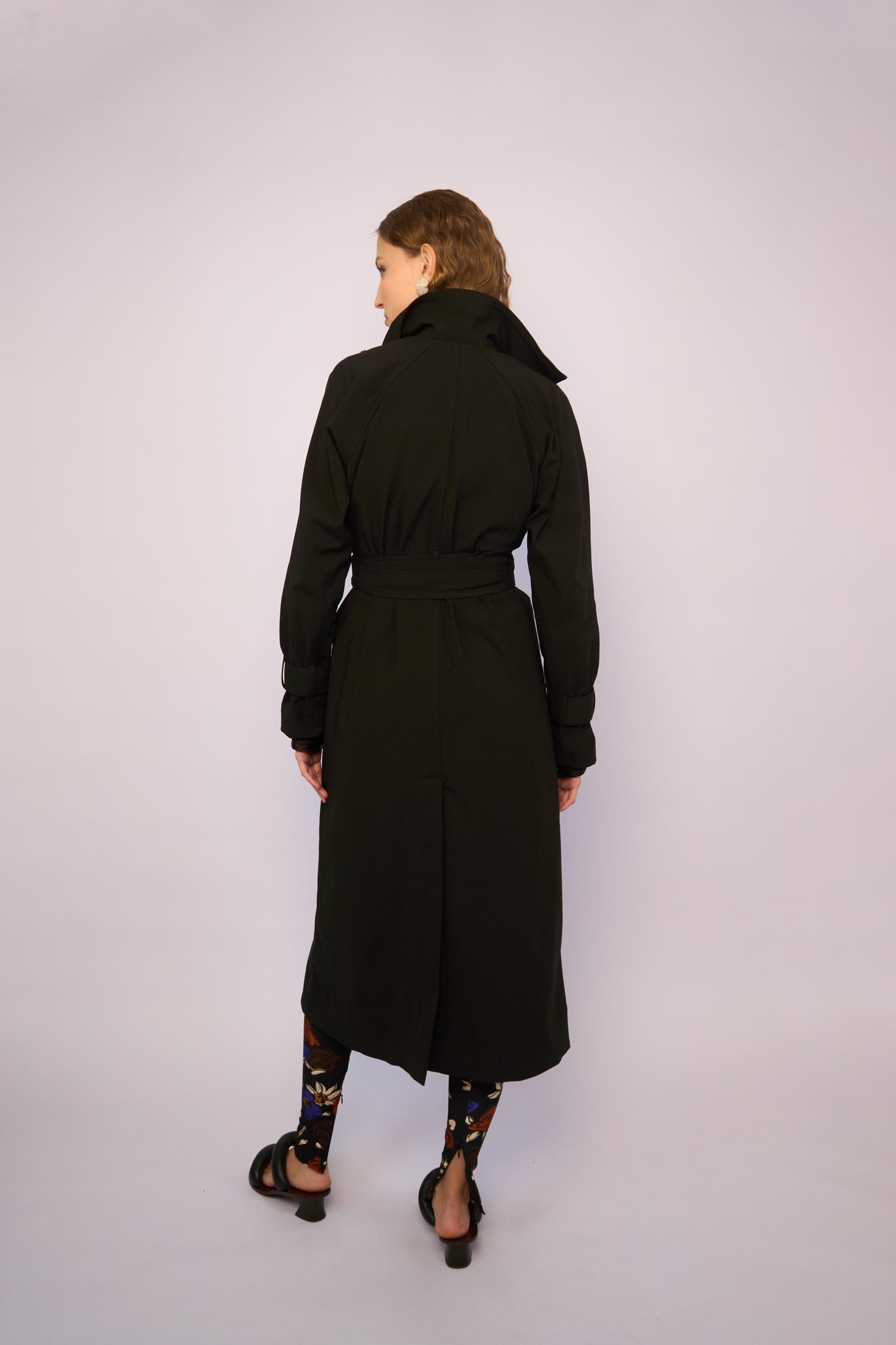 Trench Coat Jaspe Preto