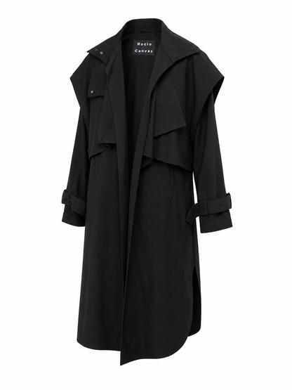 Trench Coat Jaspe Preto